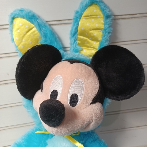 Disney Store Original Mickey Mouse Easter Bunny Blue Plush Stuffed rabbit. Condi - Picture 3 of 8